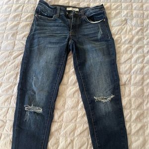 Kancan jeans. Distressed, ankle, dark wash. Size 3
